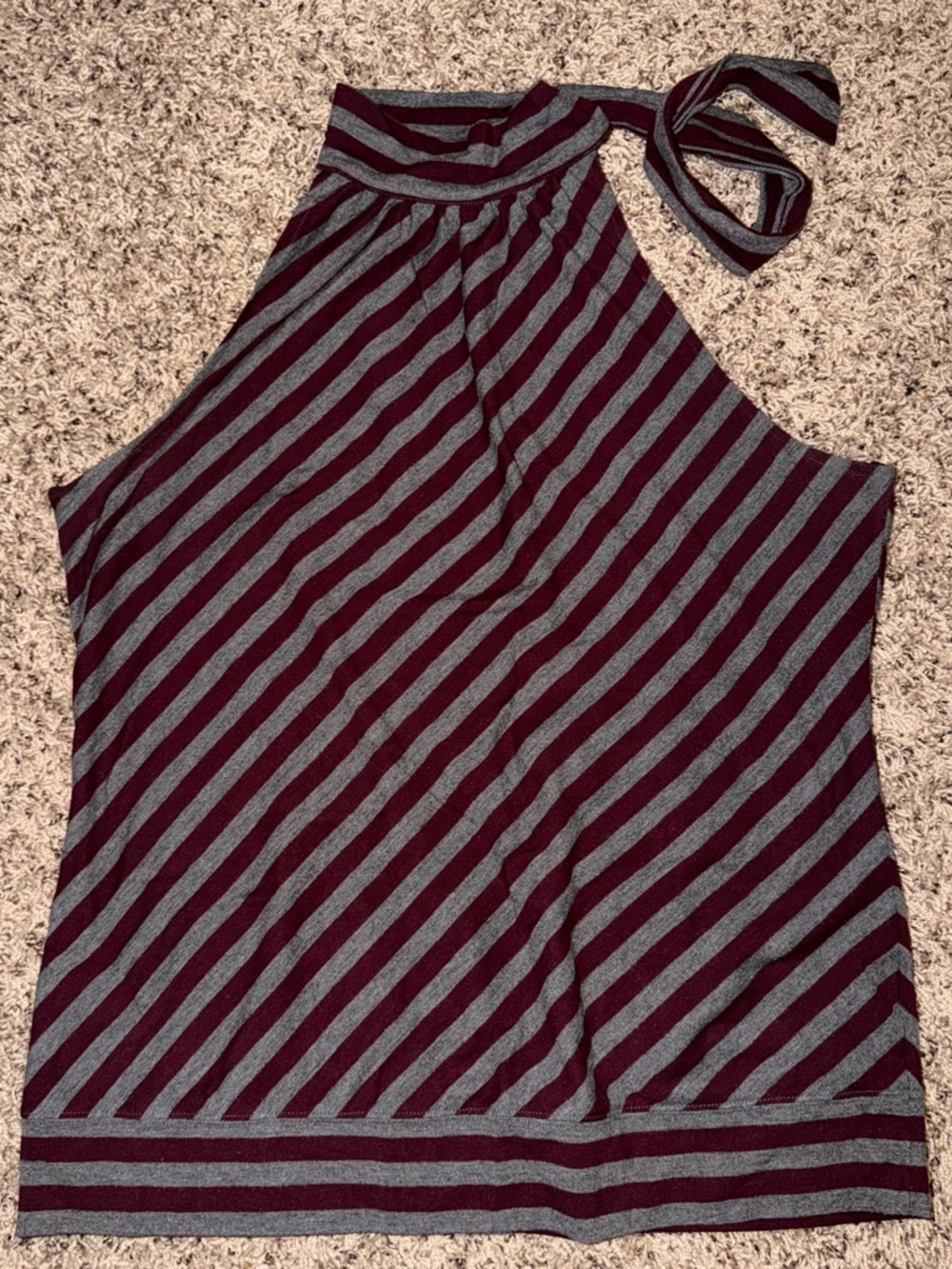 Michaels Kors Burgundy & Gray Halter Stripe Camisole